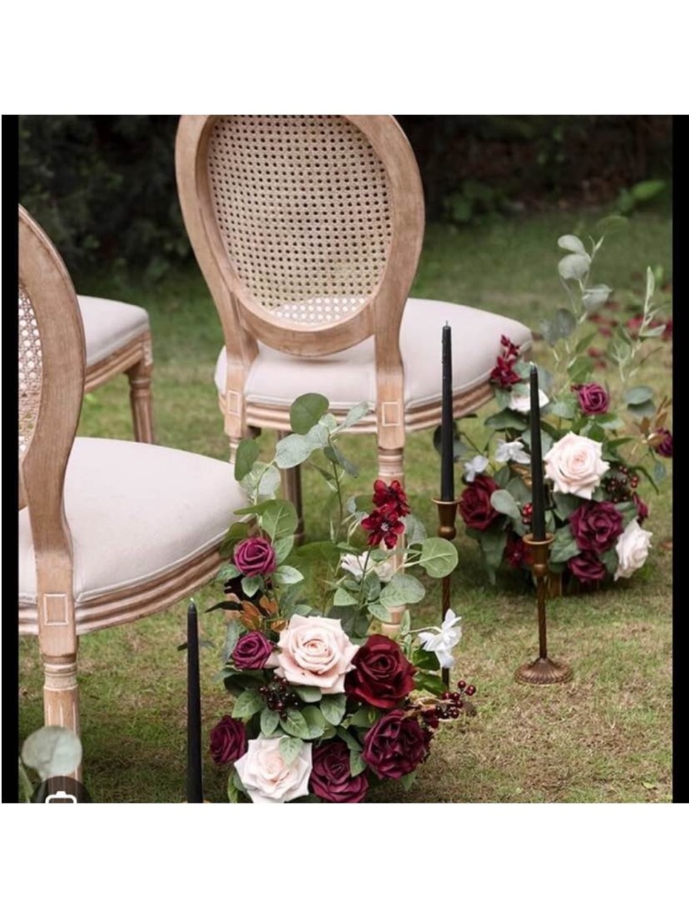 Elegant Faux Rose Floral Arrangement in Burgundy and Cream